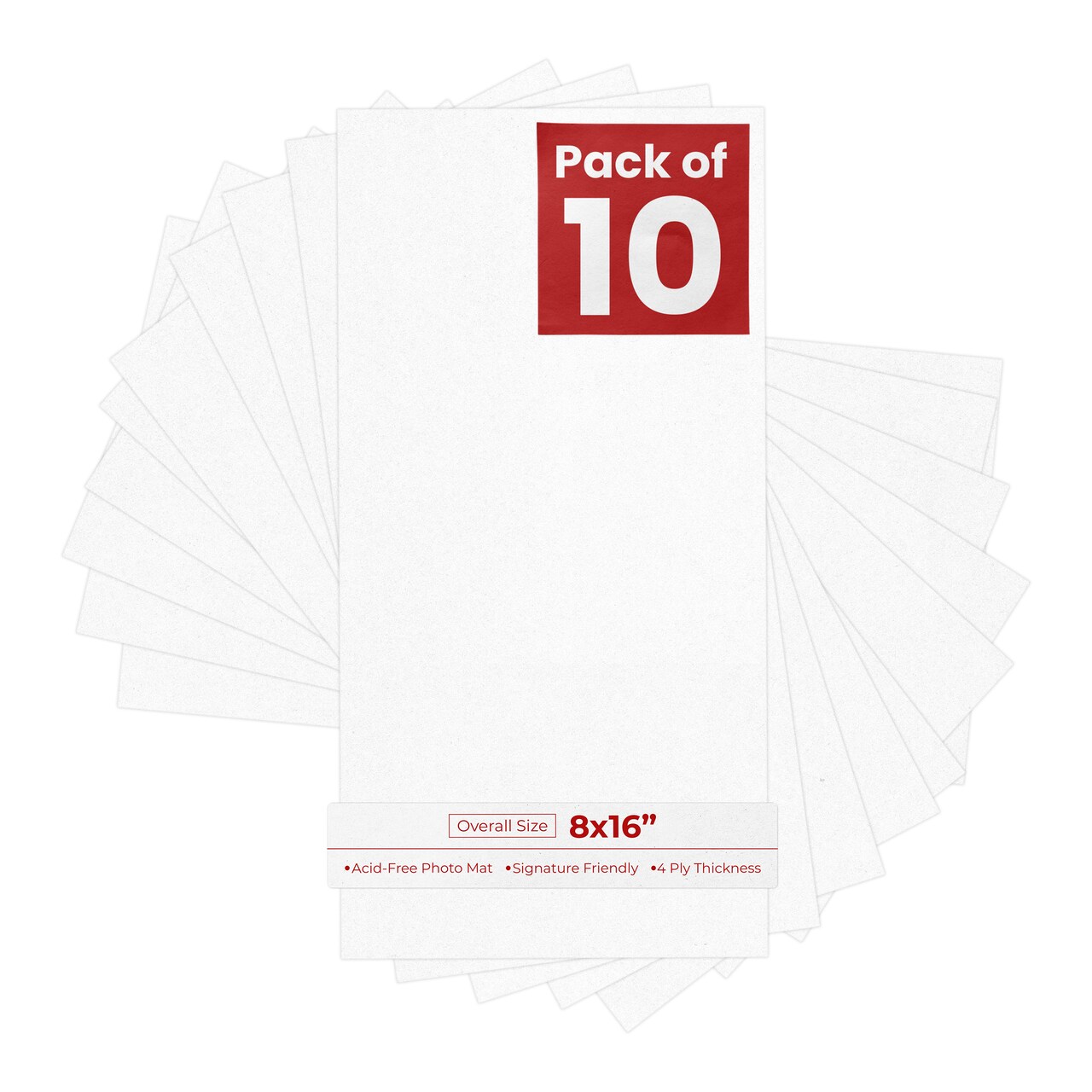 White with Black Core 8x16 Uncut Mat Board - Blank Sheets, No Opening